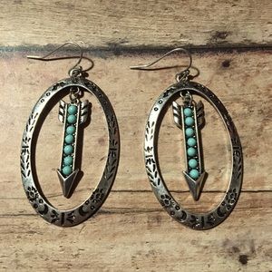 Navajo Western Style Arrow Fish Hook Earrings